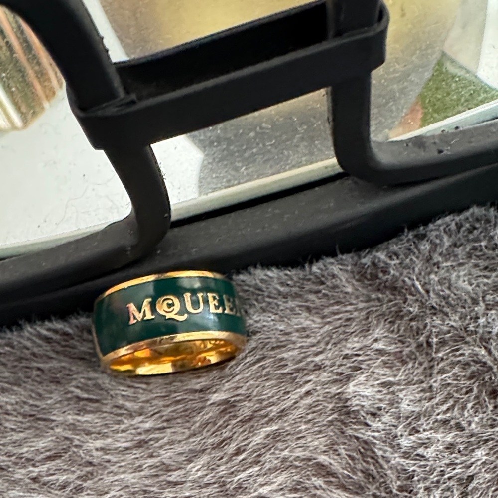 Alexander McQueen Gold and Green Ring